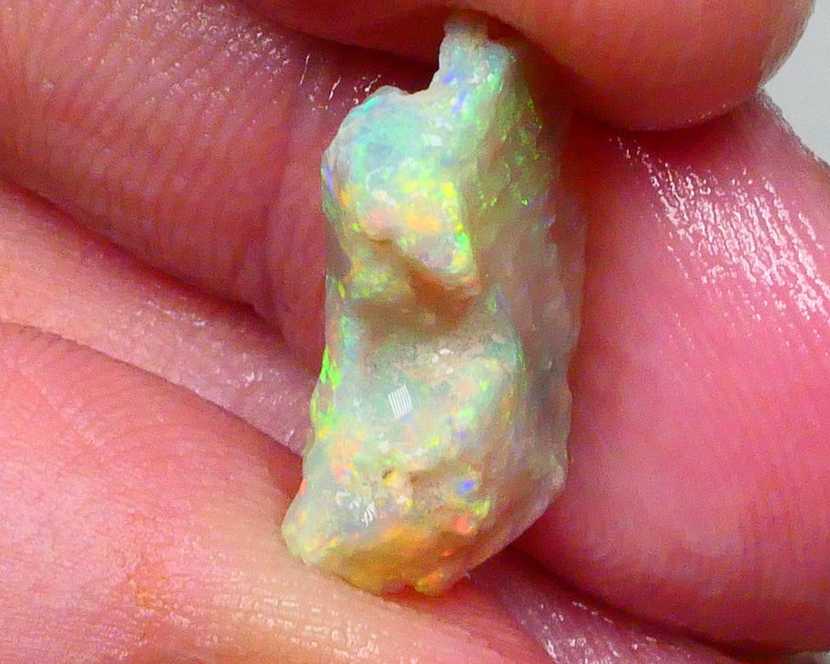 Bright Yellow dominant Multicolour Cutters knobby/fossil opal rough 5.25cts Lightning Ridge Material with Nice oranges as well 20x11x6mm  Lot B4-A704