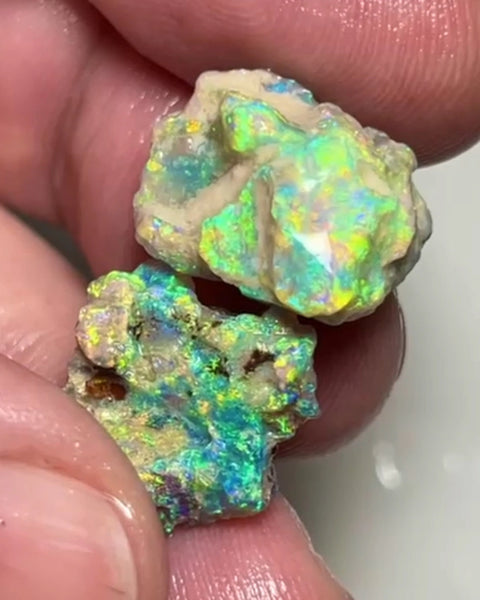 Bid-4.com Bid for Australian opal £1 No Reserve Auction Lighting Ridge 18.75cts 17x14x8 & 17x12x6 mm Lot B4-A822