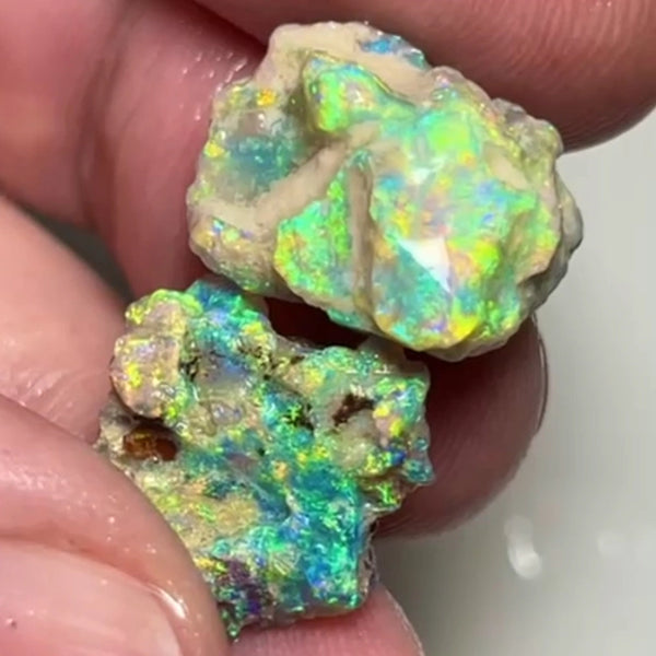 Bid-4.com Bid for Australian opal £1 No Reserve Auction Lighting Ridge 18.75cts 17x14x8 & 17x12x6 mm Lot B4-A822