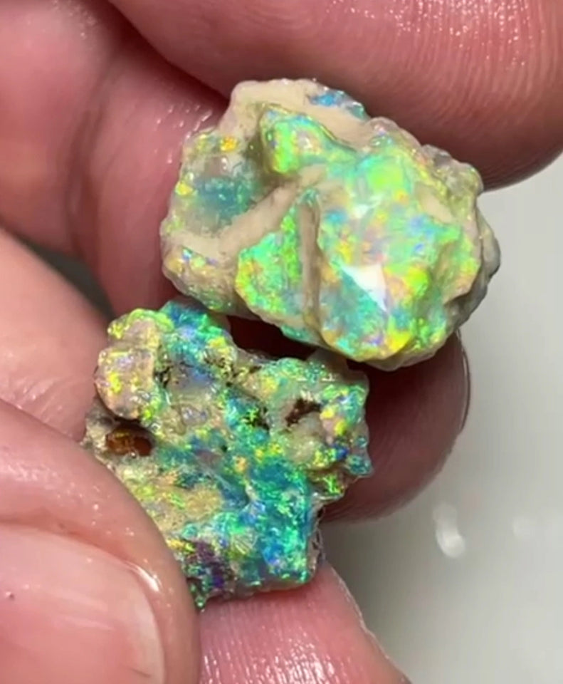 Bid-4.com Bid for Australian opal £1 No Reserve Auction Lighting Ridge 18.75cts 17x14x8 & 17x12x6 mm Lot B4-A822
