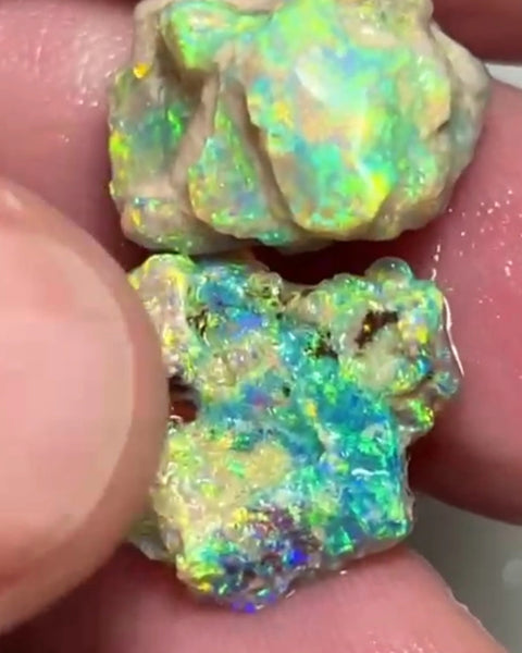 Bid-4.com Bid for Australian opal £1 No Reserve Auction Lighting Ridge 18.75cts 17x14x8 & 17x12x6 mm Lot B4-A822