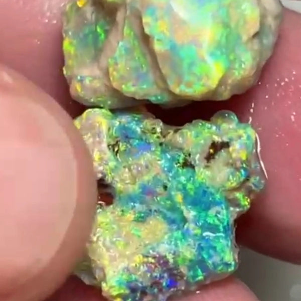 Bid-4.com Bid for Australian opal £1 No Reserve Auction Lighting Ridge 18.75cts 17x14x8 & 17x12x6 mm Lot B4-A822