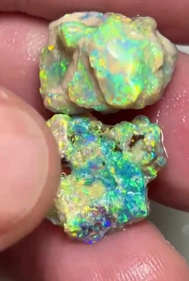 Bid-4.com Bid for Australian opal £1 No Reserve Auction Lighting Ridge 18.75cts 17x14x8 & 17x12x6 mm Lot B4-A822