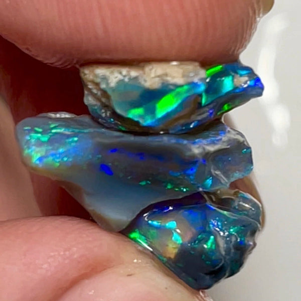 Lightning Ridge Black opal small Cutters rough 10.75cts Bright Greens & Blues 16x10x2mm to 12x8x2mm  Lot B4-A121