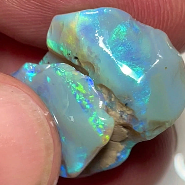 Lightning Ridge Cutters Rough Opal 19.00cts Dark Base Multicolour Material 25x17x6mm & 18x13x2mm Lot B4-A122