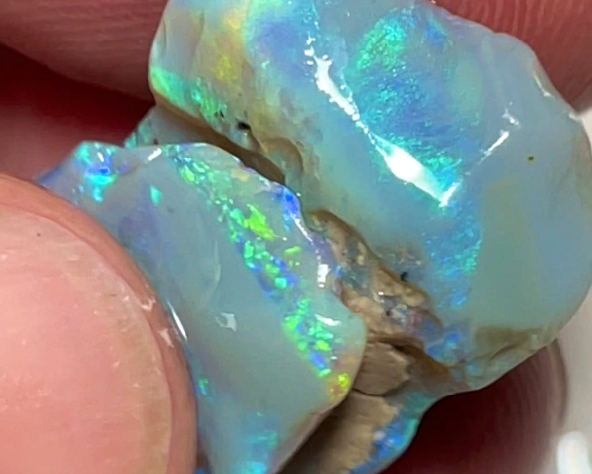 Lightning Ridge Cutters Rough Opal 19.00cts Dark Base Multicolour Material 25x17x6mm & 18x13x2mm Lot B4-A122