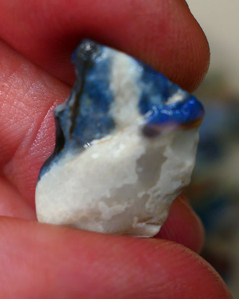 Lightning Ridge Black Seam opal rough 13.00cts Bright Blues colours to chase & Explore 22x13x7mm   Lot B4-A280