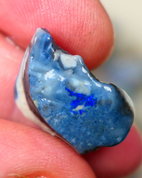 Lightning Ridge Black Seam opal rough 13.00cts Bright Blues colours to chase & Explore 22x13x7mm   Lot B4-A280