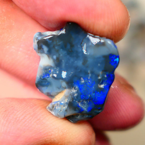 Lightning Ridge Blue on Black knobby opal rough to cut 13.50cts Lovely Royal blues 21x17x5mm  B4-A168