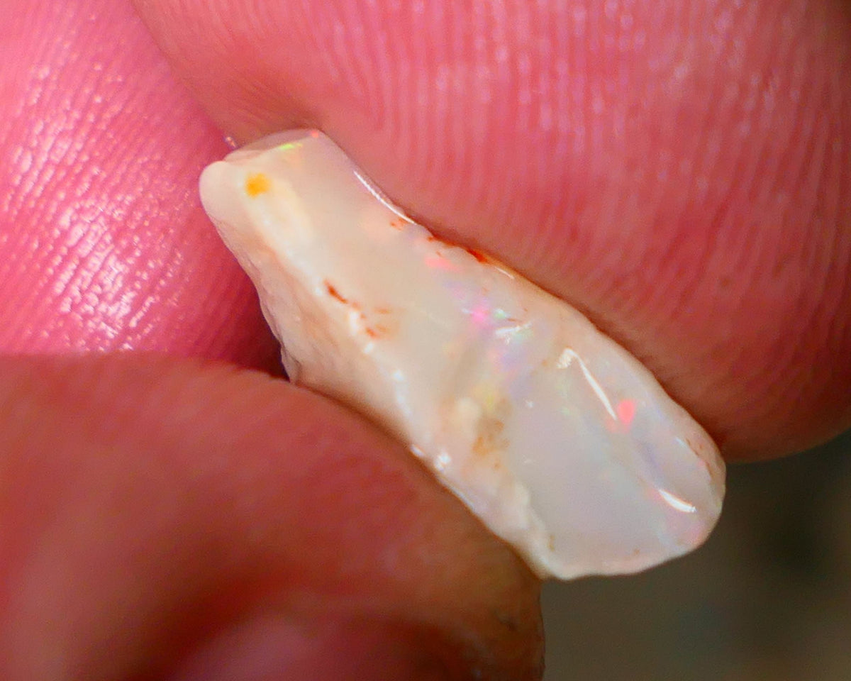 Lightning Ridge small Light Base Multicolour Seam opal rough 4.50cts Red/Oranges in bar to cut 17x8x6mm   B4-A166