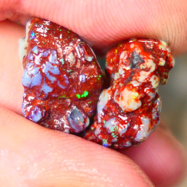 Lightning Ridge  Pair of opal formation rough 13.00cts Colours to explore or collect 19x12x6mm & 17x12x7mm  B4-A165