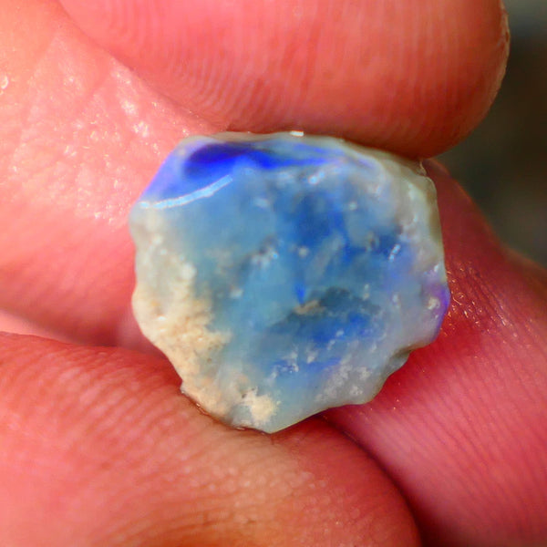 Lightning Ridge Dark Base knobby opal rough 4.75cts Bright Blue colours to gamble 12x12x5mm  B4-A164