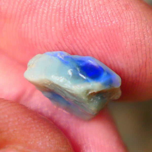 Lightning Ridge Dark Base knobby opal rough 4.75cts Bright Blue colours to gamble 12x12x5mm  B4-A164