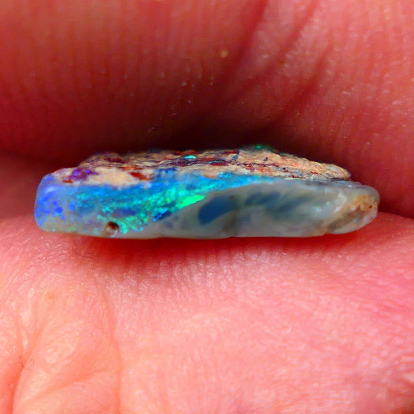 Small But gorgeous L/Ridge Seam opal rough to cut 2.40cts Bright Green & Blue fires 15x8x2mm  Lot B4-A148