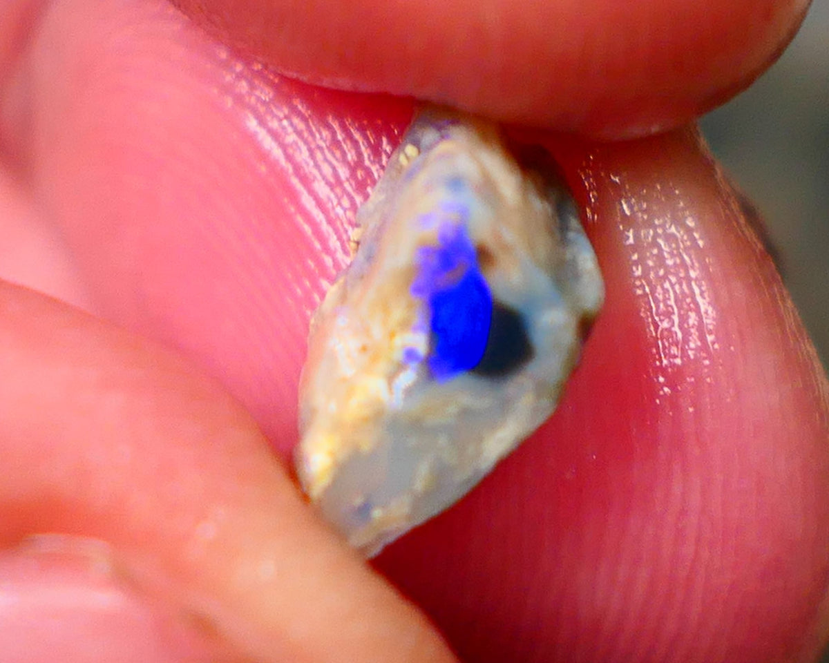 Small Piece of Lightning Ridge Knobby opal rough 2.00cts Bright Blue bar to chase 12x6x5mm Lot B4-A146