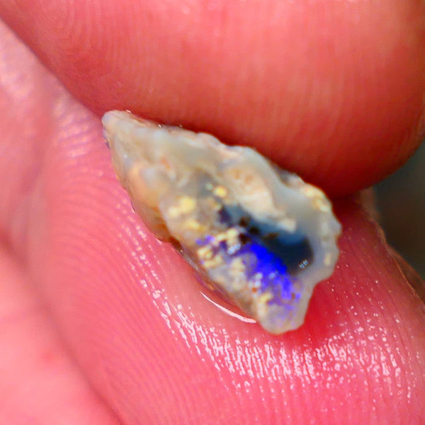 Small Piece of Lightning Ridge Knobby opal rough 2.00cts Bright Blue bar to chase 12x6x5mm Lot B4-A146