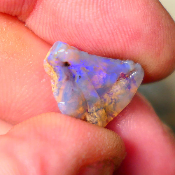 Lightning Ridge Opalised wood fossil rough rub 4.70cts Blues colours 15x13x4mm Lot B4-A142