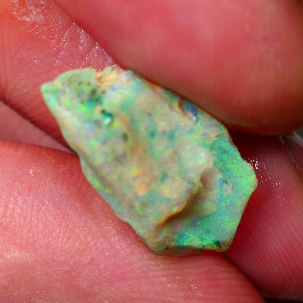 Lightning Ridge Opalised Fossil rough 5.40cts Stunning Yellow Dominant Fires 21x10x6mm Lot B4-A012