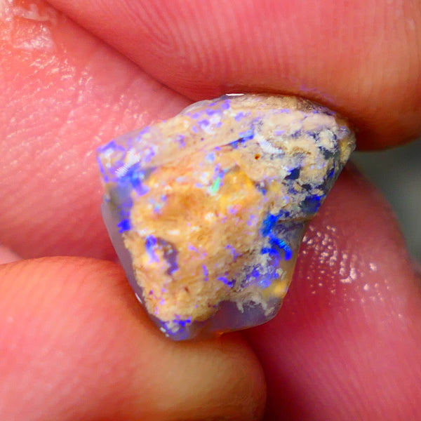 Lightning Ridge Crystal knobby opal formation rough 4.90cts Bright Blues showing through the skin to gamble 15x12x6mm Lot  B4-A011