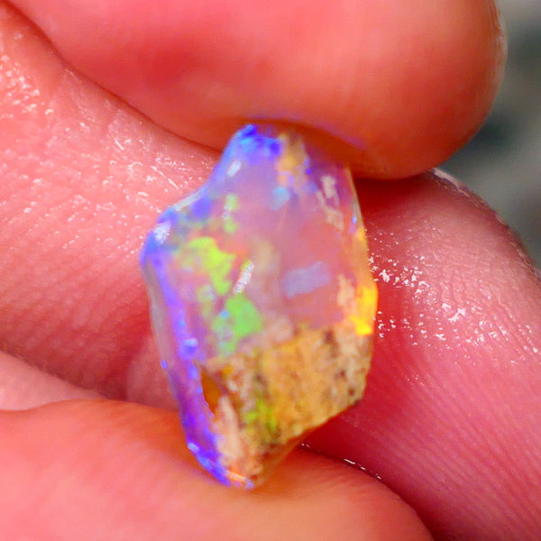 Lightning Ridge Opalised Wood Fossil Rub/rough 2.25cts Bright Gorgeous Greens & Blues 15x9x3mm Lot B4-A010