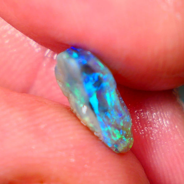 Lightning Ridge Small Dark Crystal Knobby rough 2.20cts Gemmy Blue/Greens in the bar to cut 12x7x5mm Lot B4-A006