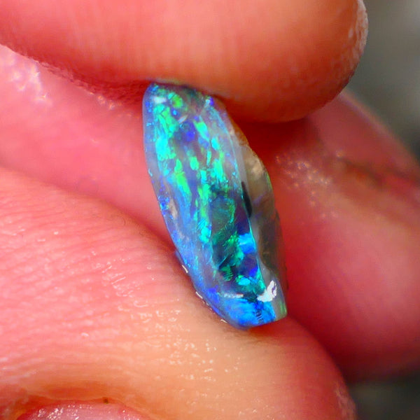 Lightning Ridge Small Dark Crystal Knobby rough 2.20cts Gemmy Blue/Greens in the bar to cut 12x7x5mm Lot B4-A006