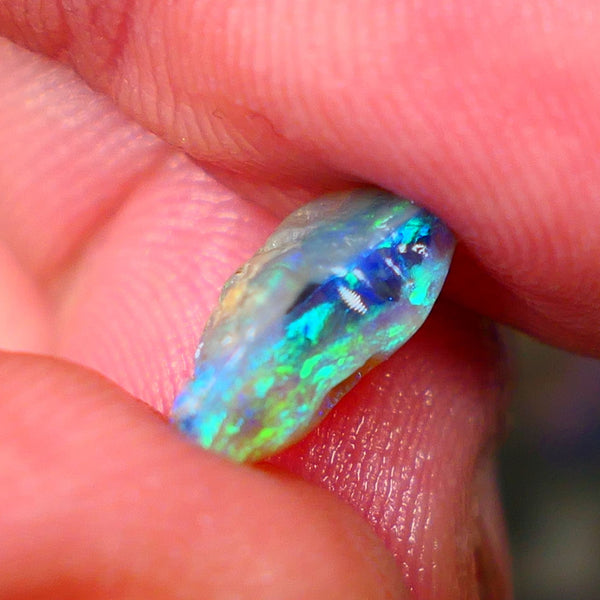 Lightning Ridge Small Dark Crystal Knobby rough 2.20cts Gemmy Blue/Greens in the bar to cut 12x7x5mm Lot B4-A006
