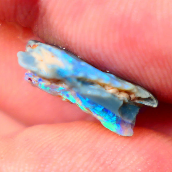 Lightning Ridge Dark Base Seam opal rough 4.75cts Bright Tones of Blue fires to cut Lot B4-A004