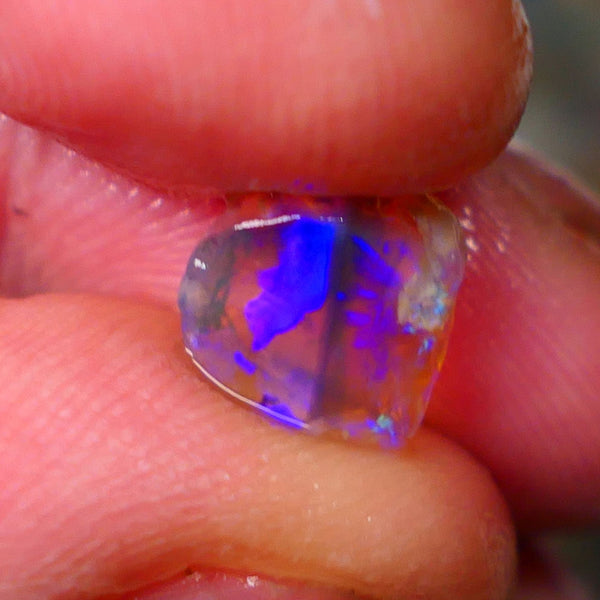 Lightning Ridge Rub Rough Crystal knobby opal 2.10cts Bright Blue dominant Multifires 9x8x4mm Lot B4-A003