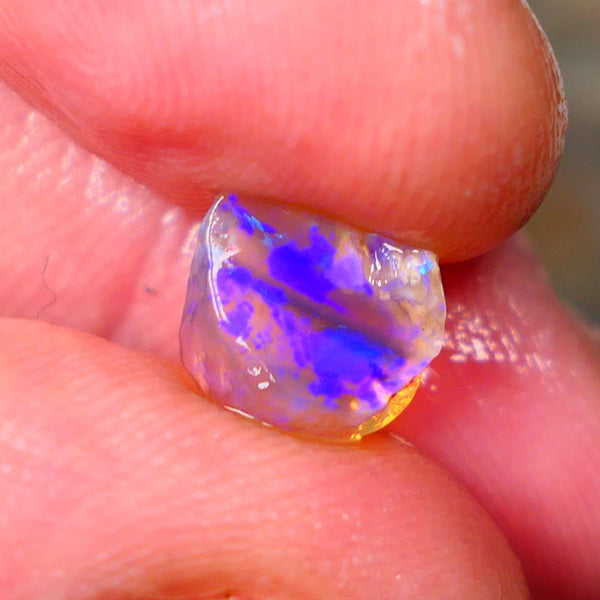 Lightning Ridge Rub Rough Crystal knobby opal 2.10cts Bright Blue dominant Multifires 9x8x4mm Lot B4-A003