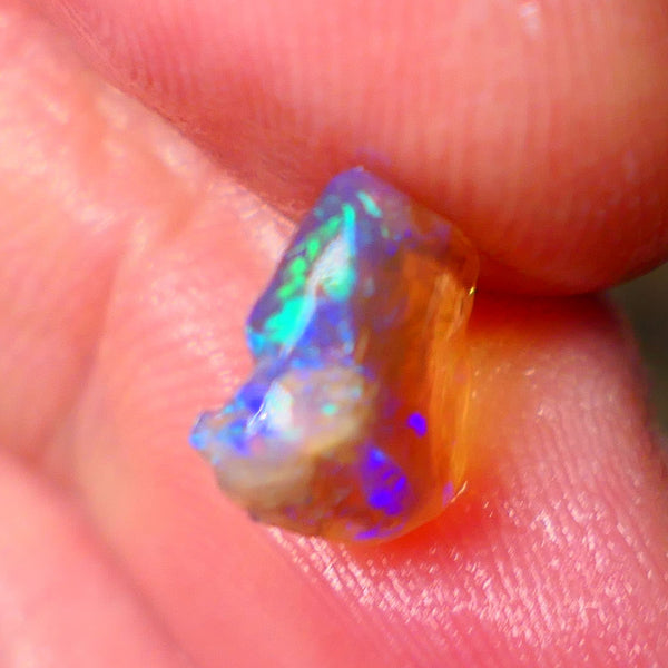 Lightning Ridge Rub Rough Crystal knobby opal 2.10cts Bright Blue dominant Multifires 9x8x4mm Lot B4-A003