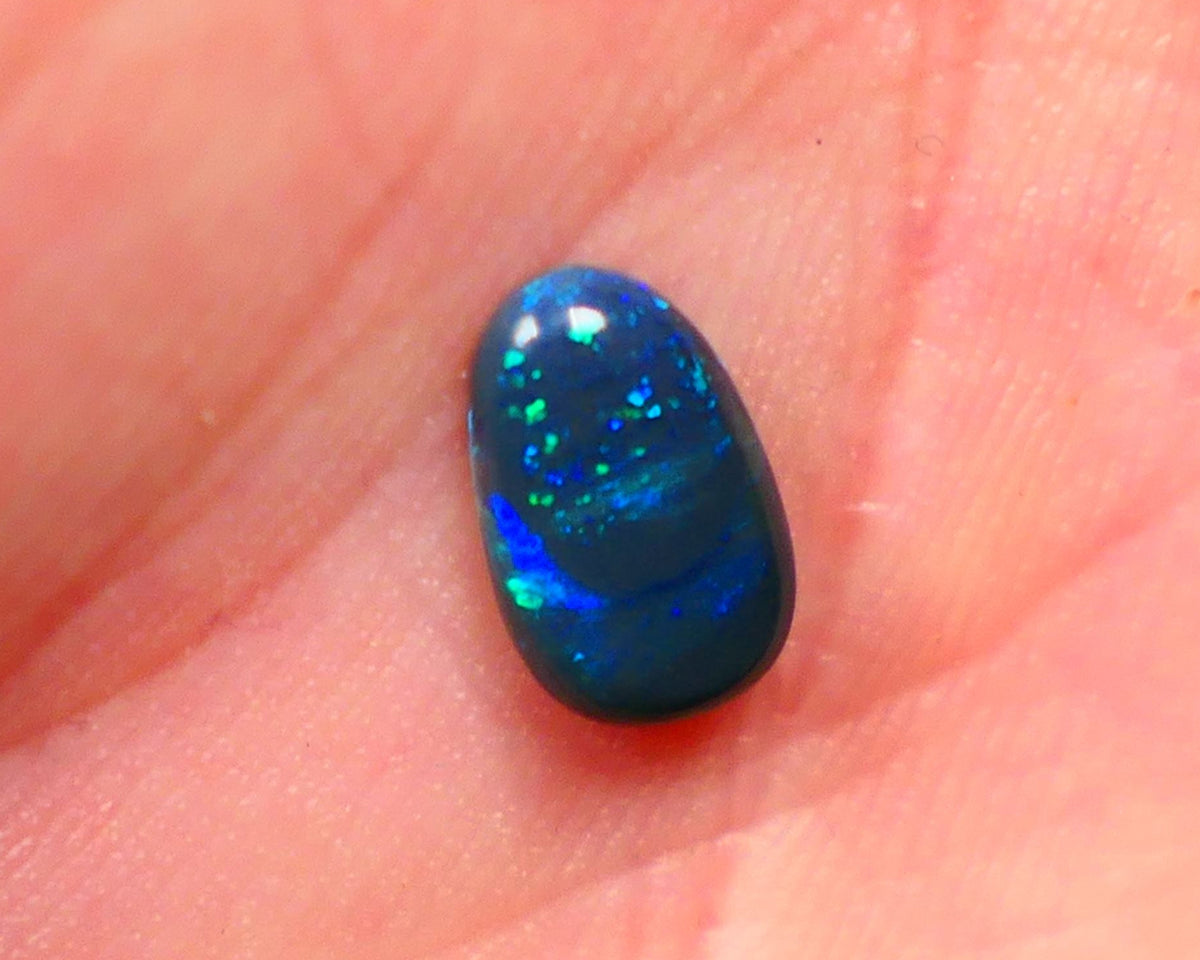 Lightning Ridge Black Opal Picture stone Gemstone 0.90cts Blue/Green fires ready to set 8x5x2mm  Lot B4-A108