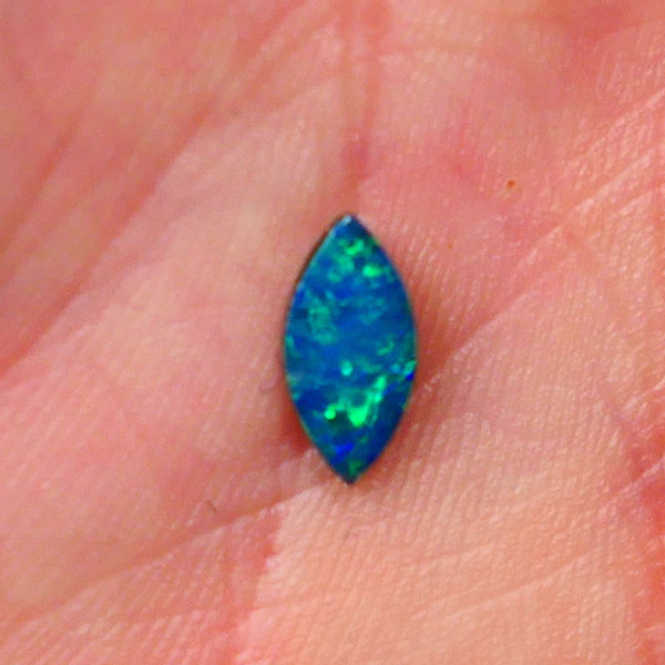 Coober Pedy Gem Quality Opal Doublet 0.65cts Marquise cut Gorgeous Bright Green & blues ironstone backing 9x4x1.5mm Lot B4-A106