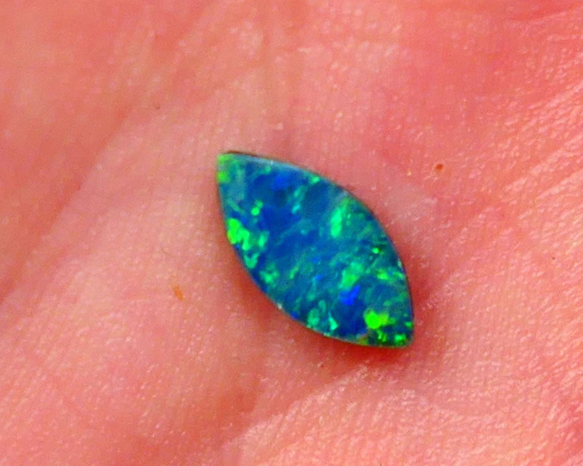 Coober Pedy Gem Quality Opal Doublet 0.65cts Marquise cut Gorgeous Bright Green & blues ironstone backing 9x4x1.5mm Lot B4-A106