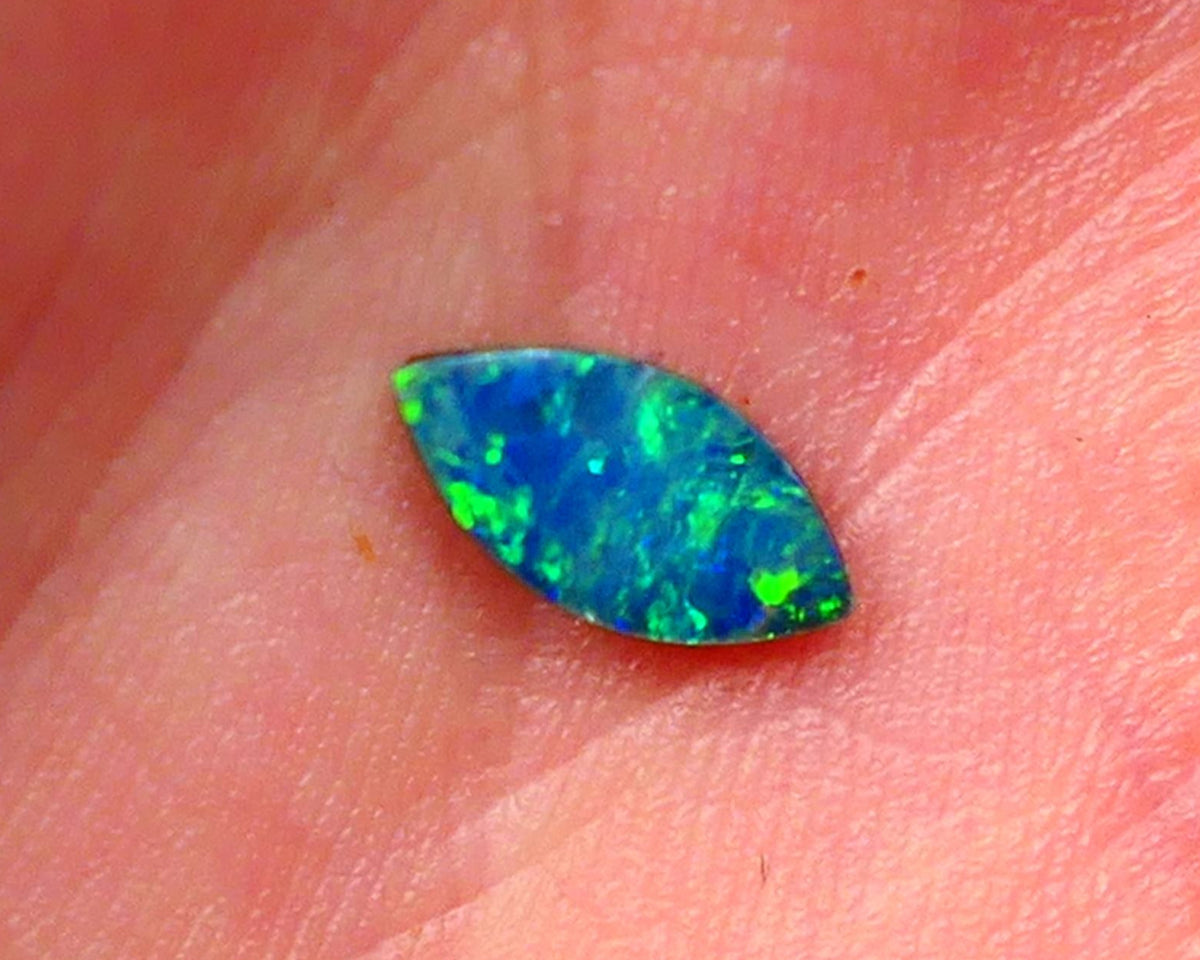 Coober Pedy Gem Quality Opal Doublet 0.65cts Marquise cut Gorgeous Bright Green & blues ironstone backing 9x4x1.5mm Lot B4-A106