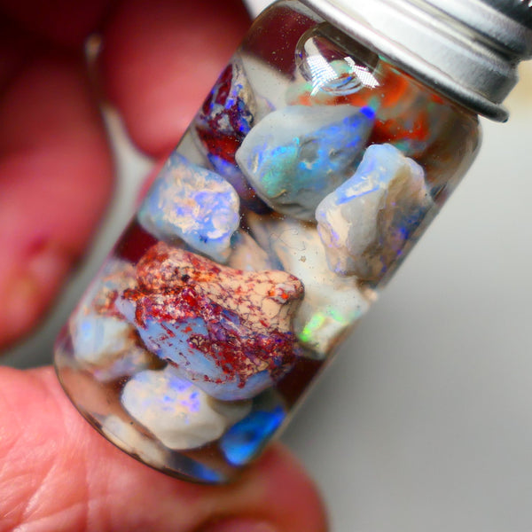 Lightning Ridge Knobby opal rough 45.00 Lots of colours to go at here mixed bases 15mm to 5mm range Jar not included Lot B4-A008