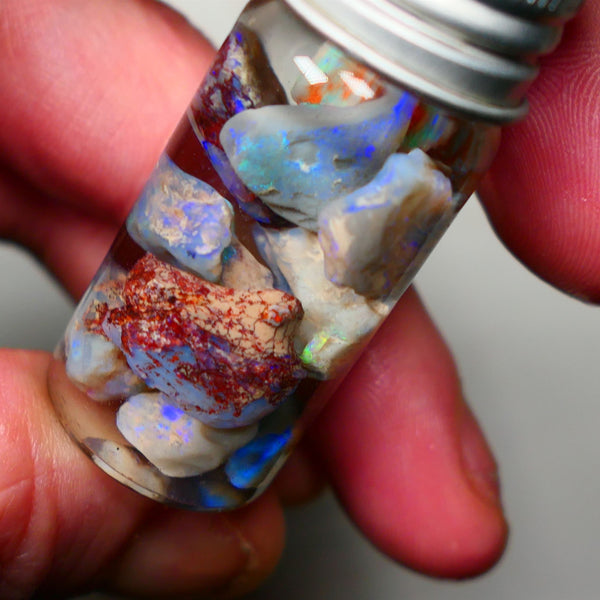 Lightning Ridge Knobby opal rough 45.00 Lots of colours to go at here mixed bases 15mm to 5mm range Jar not included Lot B4-A008