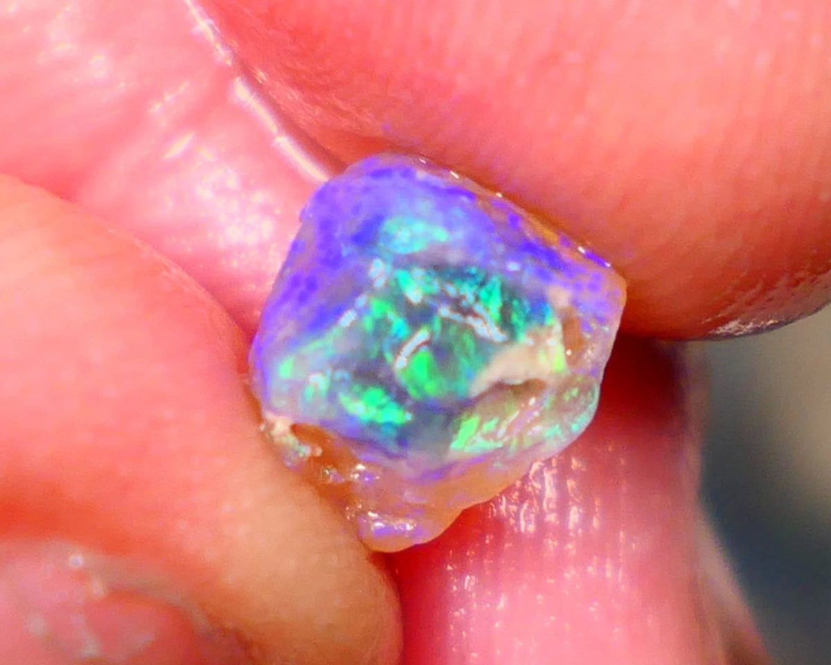 Lightning Ridge Small Bright Crystal Knobby opal rough 2.10cts Gorgeous Greens & Blues 8x7x6mm  Lot B4-A185