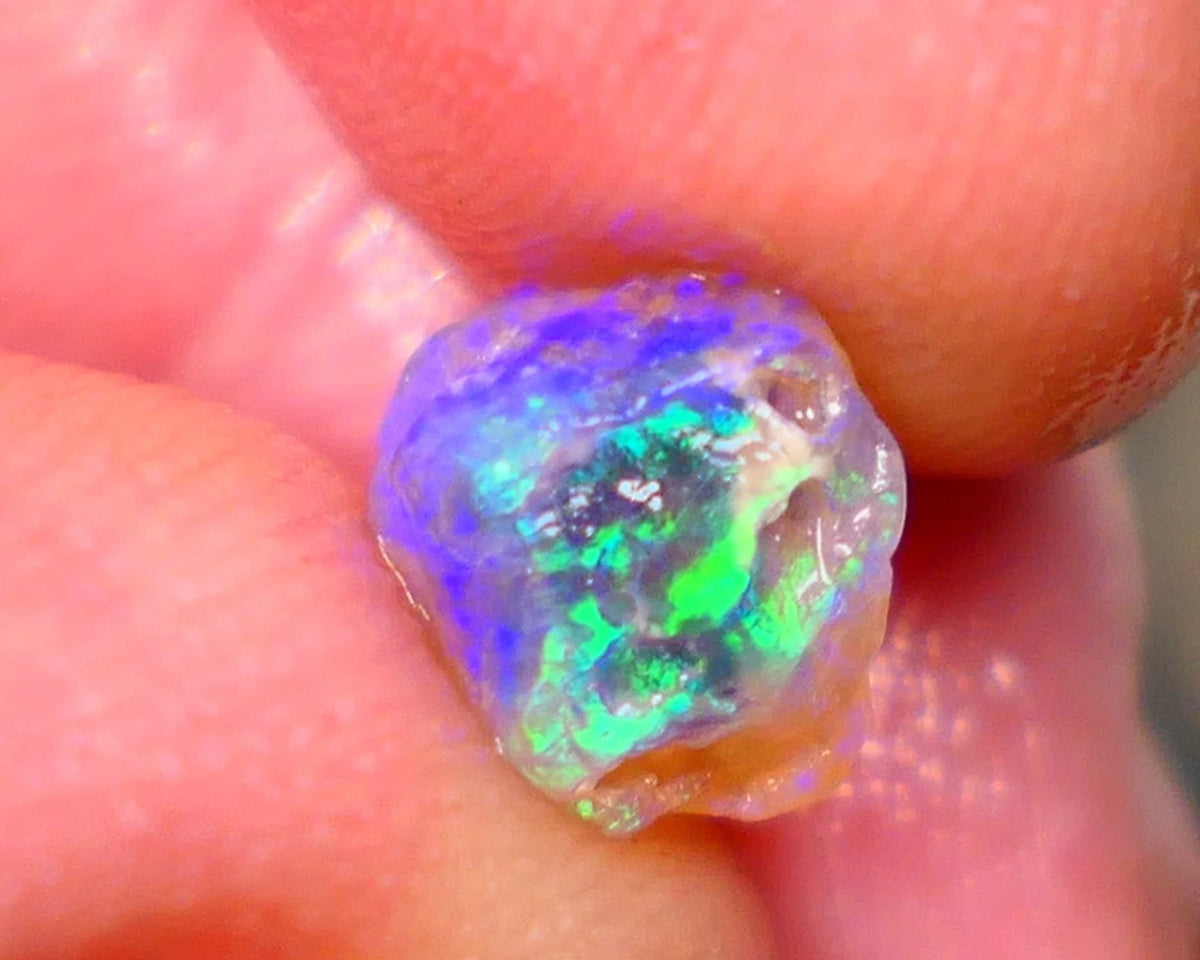 Lightning Ridge Small Bright Crystal Knobby opal rough 2.10cts Gorgeous Greens & Blues 8x7x6mm  Lot B4-A185