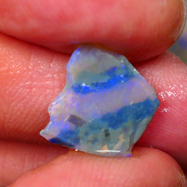 Lightning Ridge Dark Crystal Seam opal rough 2.50cts Thin so suit inlay or backing Bright Light Blue tones 14x13x2mm Lot B4-A190