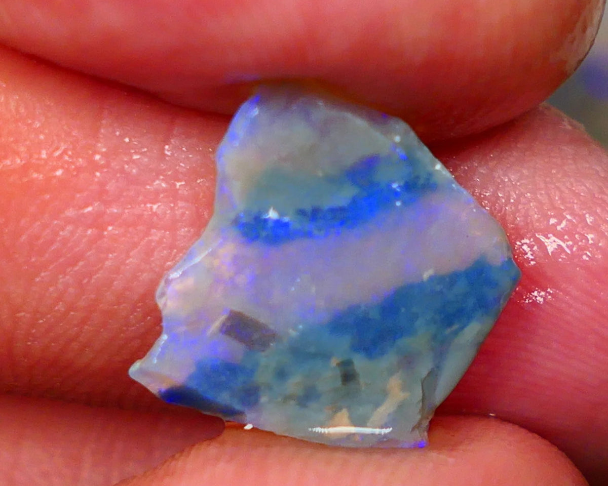 Lightning Ridge Dark Crystal Seam opal rough 2.50cts Thin so suit inlay or backing Bright Light Blue tones 14x13x2mm Lot B4-A190