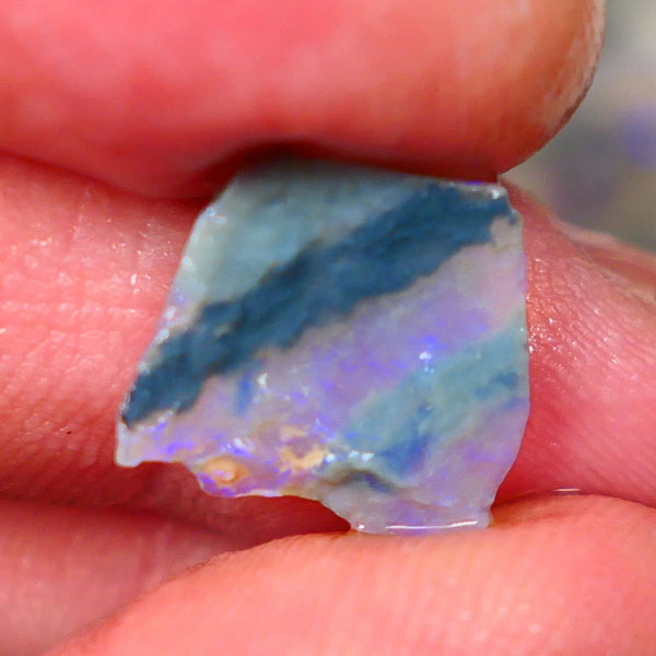 Lightning Ridge Dark Crystal Seam opal rough 2.50cts Thin so suit inlay or backing Bright Light Blue tones 14x13x2mm Lot B4-A190