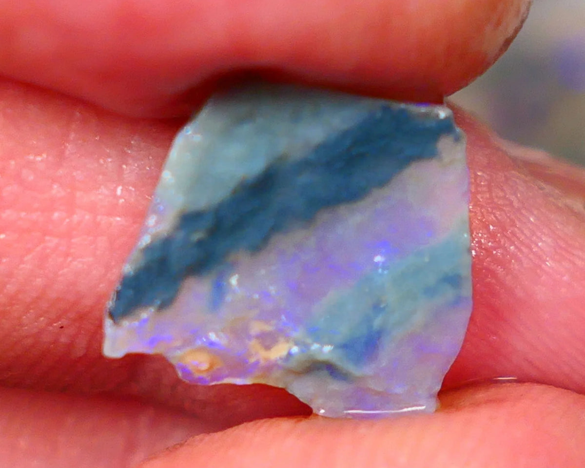 Lightning Ridge Dark Crystal Seam opal rough 2.50cts Thin so suit inlay or backing Bright Light Blue tones 14x13x2mm Lot B4-A190