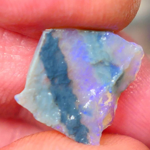 Lightning Ridge Dark Crystal Seam opal rough 2.50cts Thin so suit inlay or backing Bright Light Blue tones 14x13x2mm Lot B4-A190