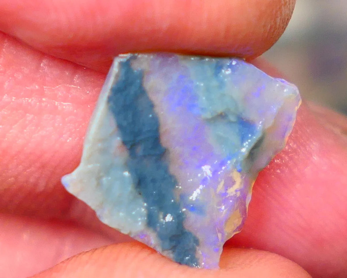 Lightning Ridge Dark Crystal Seam opal rough 2.50cts Thin so suit inlay or backing Bright Light Blue tones 14x13x2mm Lot B4-A190