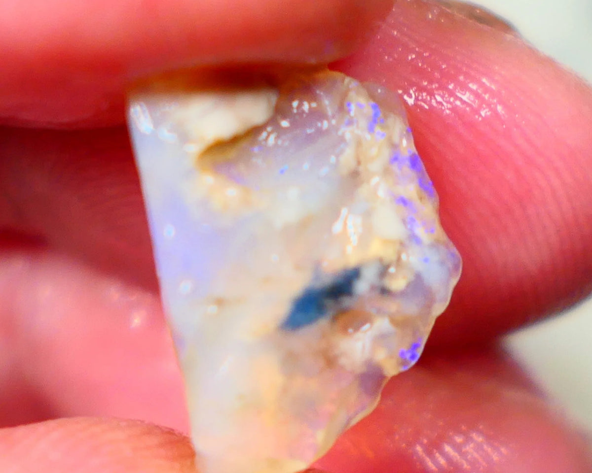 Lightning Ridge Crystal Seam opal rough 4.80cts Blue colours in the bar to gamble 17x12x5mm  LotB4-A198