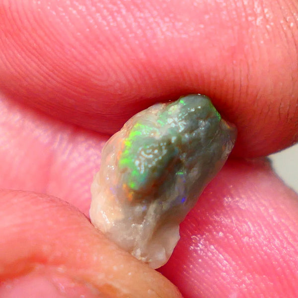 Lightning Ridge Exotic Pea knobby rough 2.70cts Dark base with Yellow/ Green dominant Multifires 13x7x6mm Lot B4-A199