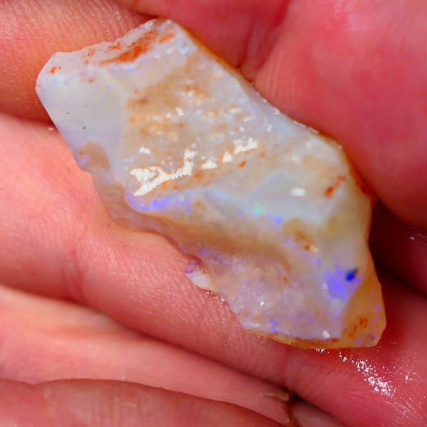 Coober Pedy Big Thick Seam opal rough 30.00cts Crystal with Blue fires to gamble 34x22x12mm Lot B4-A104