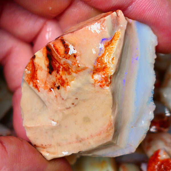 Monster 145cts Seam opal rough Coober Pedy with Flat bar with blues colours to gamble & explore 45x42x18mm  Lot B4-A100