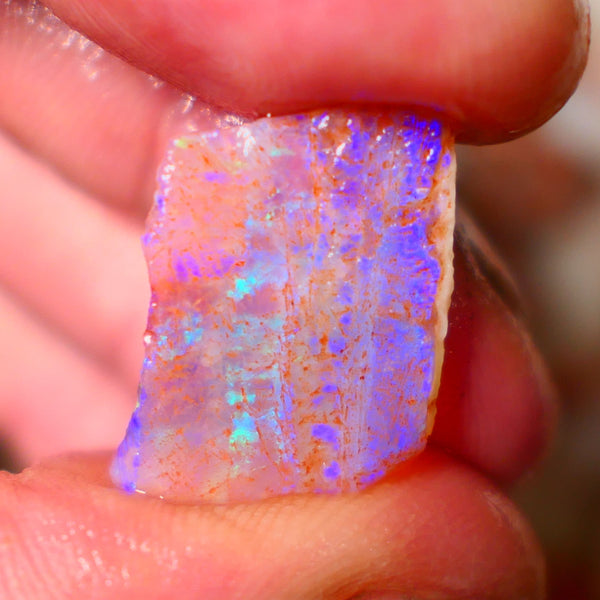 Coober Pedy Crystal Seam opal rub rough 9.00cts Nice blues and Greens to exposed face 19x15x5mm Lot B4-A097